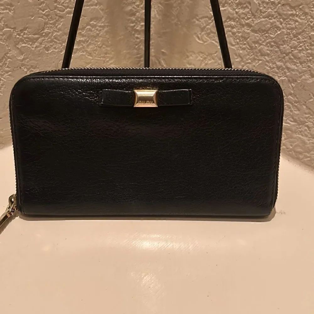 Miu Miu Zip Around Long Wallet Black Pebbled Leather Gold Hardware Multipocketed